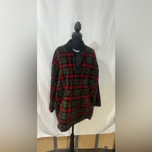 Jones New York Women's Plaid Teddy Jacket - Red and Black